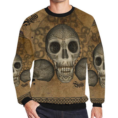 Awesome skull with celtic knot Men's Oversized Fleece Crew Sweatshirt/Large Size(Model H18)