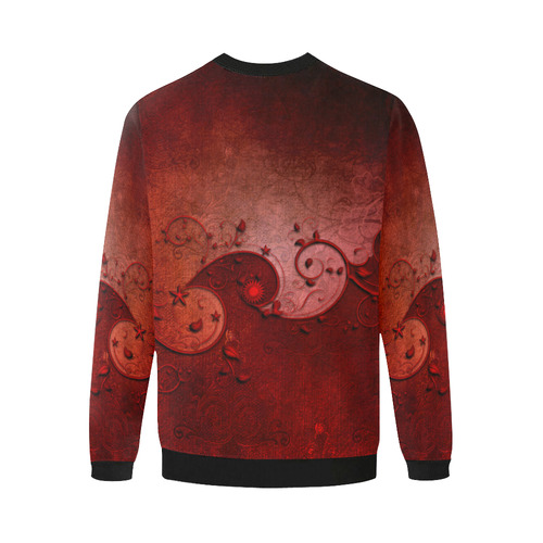 Soft decorative floral design Men's Oversized Fleece Crew Sweatshirt/Large Size(Model H18)