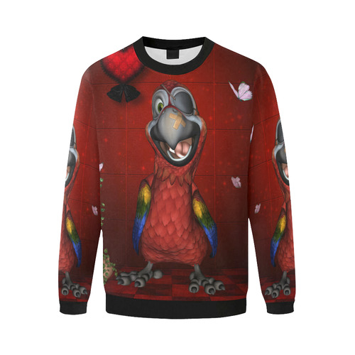 Funny, cute parrot Men's Oversized Fleece Crew Sweatshirt/Large Size(Model H18)
