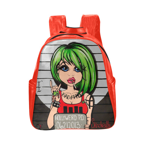 Bad Apple, by Skinderella Multi-Pockets Backpack (Model 1636)