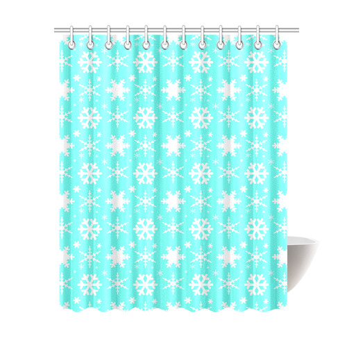 Snowflakes Mint Shower Curtain 69"x84"