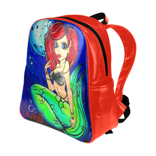 Moonlit Mermaid, by Skinderella Multi-Pockets Backpack (Model 1636)