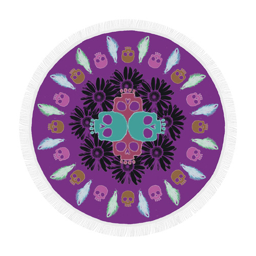 Pushing Daisies Purple Circular Beach Shawl 59"x 59"