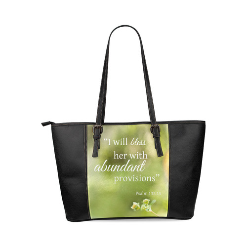 abundant provisions scripture Tote Leather Tote Bag/Small (Model 1640)