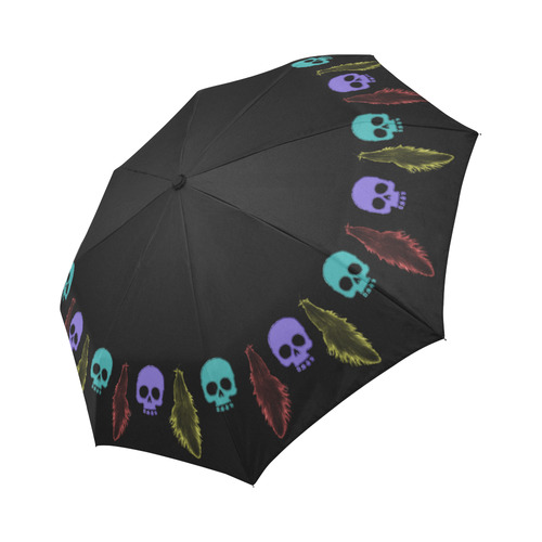 Skulls and Feathers Auto-Foldable Umbrella (Model U04)