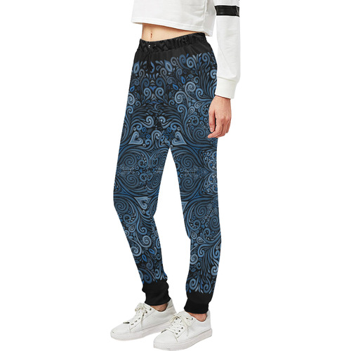 Blue Mandala Ornate Pattern 3D effect Unisex All Over Print Sweatpants (Model L11)