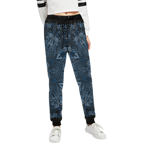 Blue Mandala Ornate Pattern 3D effect Unisex All Over Print Sweatpants (Model L11)