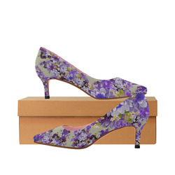 purple pumps low heel