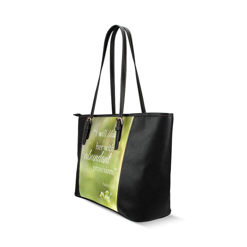 abundant provisions scripture Tote Leather Tote Bag/Small (Model 1640)