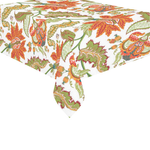 Indian Vintage Floral Pattern Antique Cotton Linen Tablecloth 60" x 90"