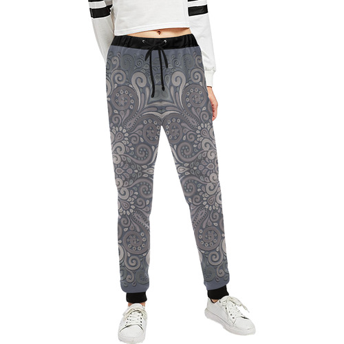 Vintage Ornate Gray - Green Powder Shades Unisex All Over Print Sweatpants (Model L11)