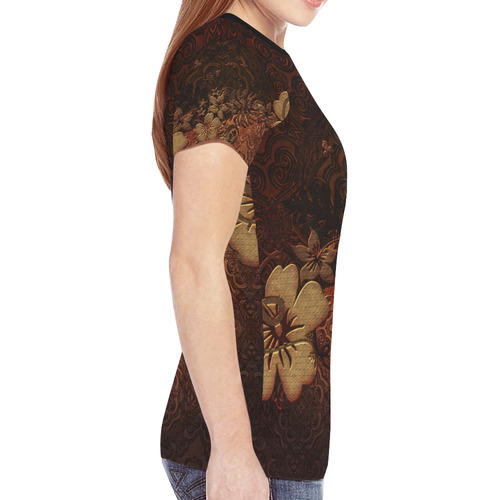 Floral design, vintage New All Over Print T-shirt for Women (Model T45)