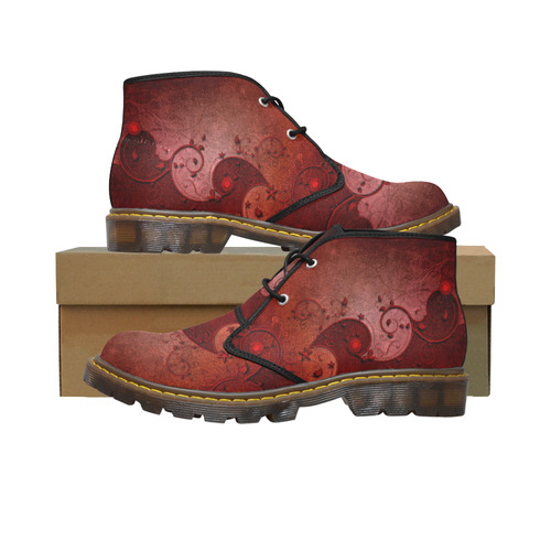 Soft decorative floral design Men's Canvas Chukka Boots (Model 2402-1)