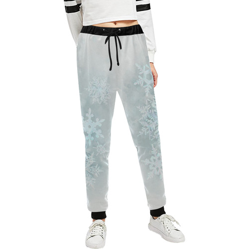 Snowflakes White and blue, Christmas Unisex All Over Print Sweatpants (Model L11)