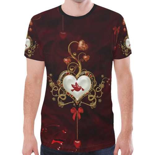 Wonderful heart with dove New All Over Print T-shirt for Men (Model T45)