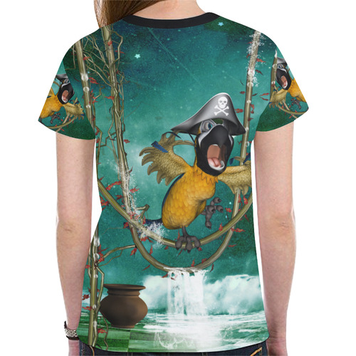 Funny pirate parrot New All Over Print T-shirt for Women (Model T45)