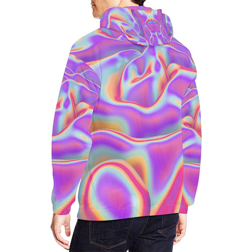 Pink Fluid All Over Print Hoodie for Men/Large Size (USA Size) (Model H13)