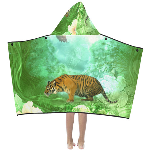 Awesome tiger, fantasy world Kids' Hooded Bath Towels