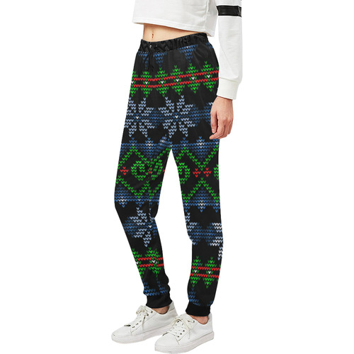 Ugly Christmas Sweater Knit, Christmas Unisex All Over Print Sweatpants (Model L11)