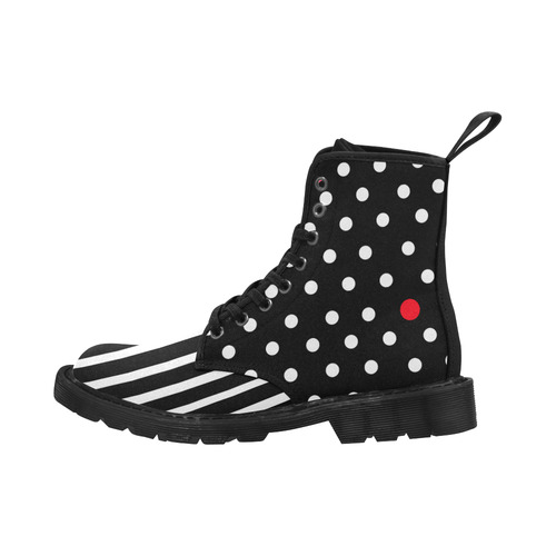 Red Dot. Inspired by the Magic Island of Gotland. Martin Boots for Women (Black) (Model 1203H)