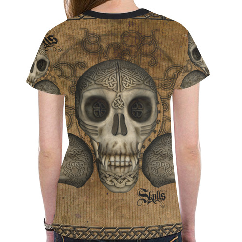 Awesome skull with celtic knot New All Over Print T-shirt for Women (Model T45)