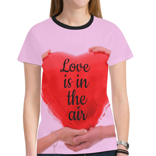 T-shirt Love is in the air Valentine Red Heart by Tell 3 People New All Over Print T-shirt for Women (Model T45)