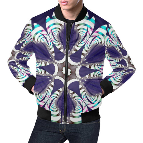 Fractal Snowcaps Jacket All Over Print Bomber Jacket for Men (Model H19)