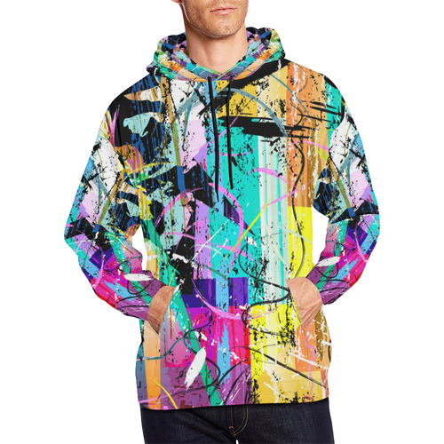 Colorful Abstract Art All Over Print Hoodie for Men/Large Size (USA Size) (Model H13)