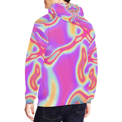 Pink Fluid All Over Print Hoodie for Men/Large Size (USA Size) (Model H13)