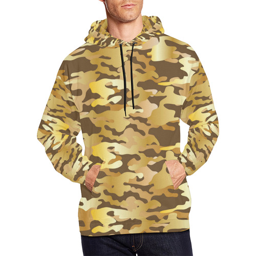 Camouflage Pattern All Over Print Hoodie for Men/Large Size (USA Size) (Model H13)