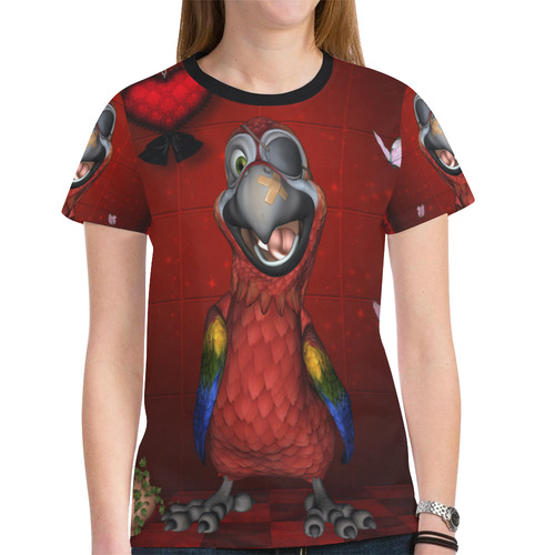 Funny, cute parrot New All Over Print T-shirt for Women (Model T45)