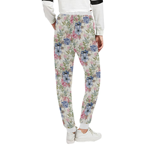 Watercolor Vintage Flowers Pattern 01 Unisex All Over Print Sweatpants (Model L11)