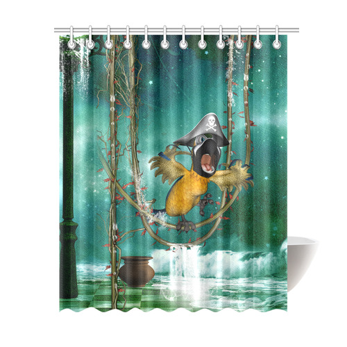 Funny pirate parrot Shower Curtain 69"x84"