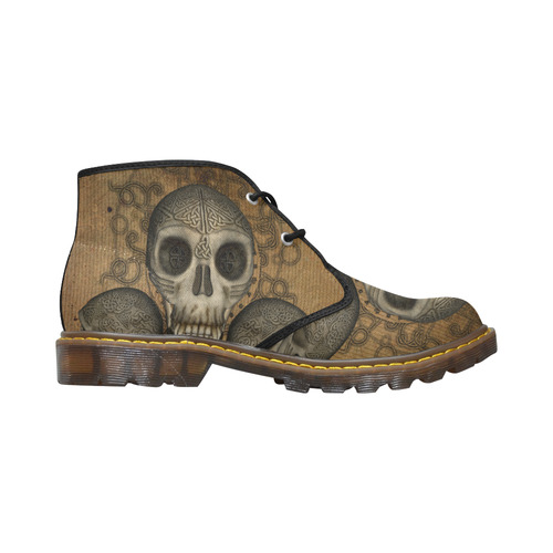 Awesome skull with celtic knot Men's Canvas Chukka Boots (Model 2402-1)