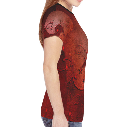 Soft decorative floral design New All Over Print T-shirt for Women (Model T45)