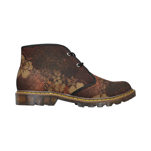 Floral design, vintage Women's Canvas Chukka Boots (Model 2402-1)