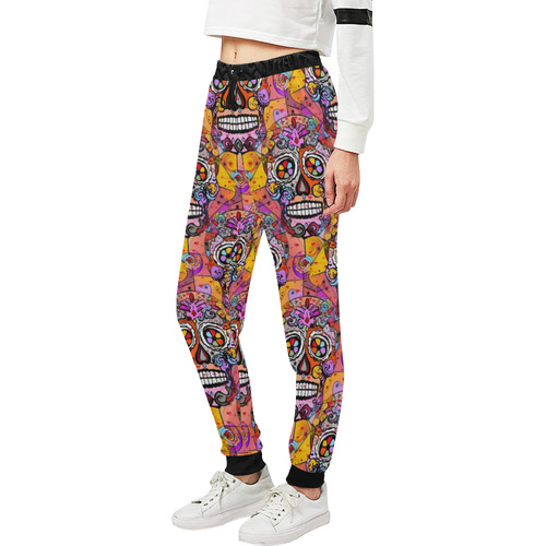 Skull Popart by Nico Bielow Unisex All Over Print Sweatpants (Model L11)