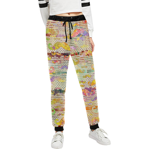 Rockabilly Mustache Ribbon Pattern 01 Unisex All Over Print Sweatpants (Model L11)