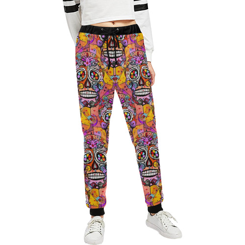 Skull Popart by Nico Bielow Unisex All Over Print Sweatpants (Model L11)