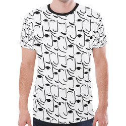 Doodle Art Smiling Side Faces New All Over Print T-shirt for Men (Model T45)