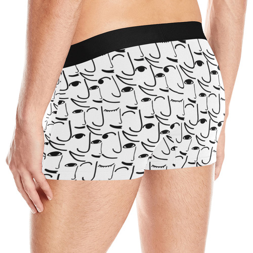 Doodle Art Smiling Side Faces Men's All Over Print Boxer Briefs (Model L10)