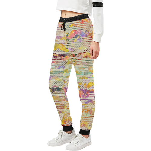 Rockabilly Mustache Ribbon Pattern 01 Unisex All Over Print Sweatpants (Model L11)