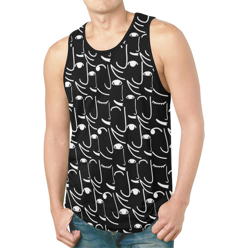 Doodle Art Smiling Side Faces New All Over Print Tank Top for Men (Model T46)