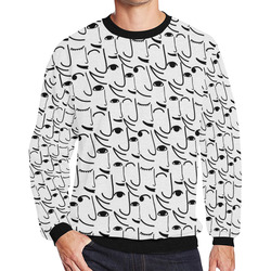 Doodle Art Smiling Side Faces Men's Oversized Fleece Crew Sweatshirt/Large Size(Model H18)