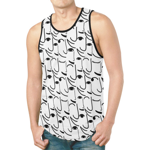 Doodle Art Smiling Side Faces New All Over Print Tank Top for Men (Model T46)