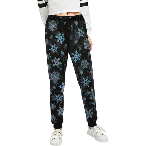 Snowflakes, Blue snow, Christmas Unisex All Over Print Sweatpants (Model L11)