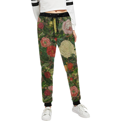 Vintage Wallpaper - Colored Roses Pattern II Unisex All Over Print Sweatpants (Model L11)