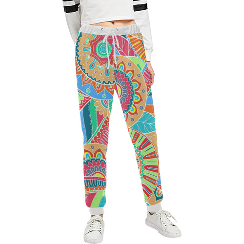 Fantasy Paisley Ornaments Pattern pastel white Unisex All Over Print Sweatpants (Model L11)