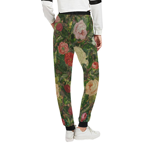 Vintage Wallpaper - Colored Roses Pattern II Unisex All Over Print Sweatpants (Model L11)