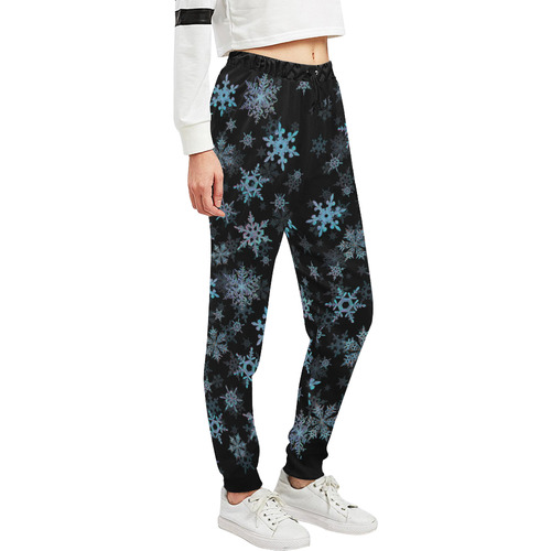 Snowflakes, Blue snow, Christmas Unisex All Over Print Sweatpants (Model L11)